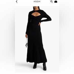 MSGM Elegant Black Off-Shoulder Dress